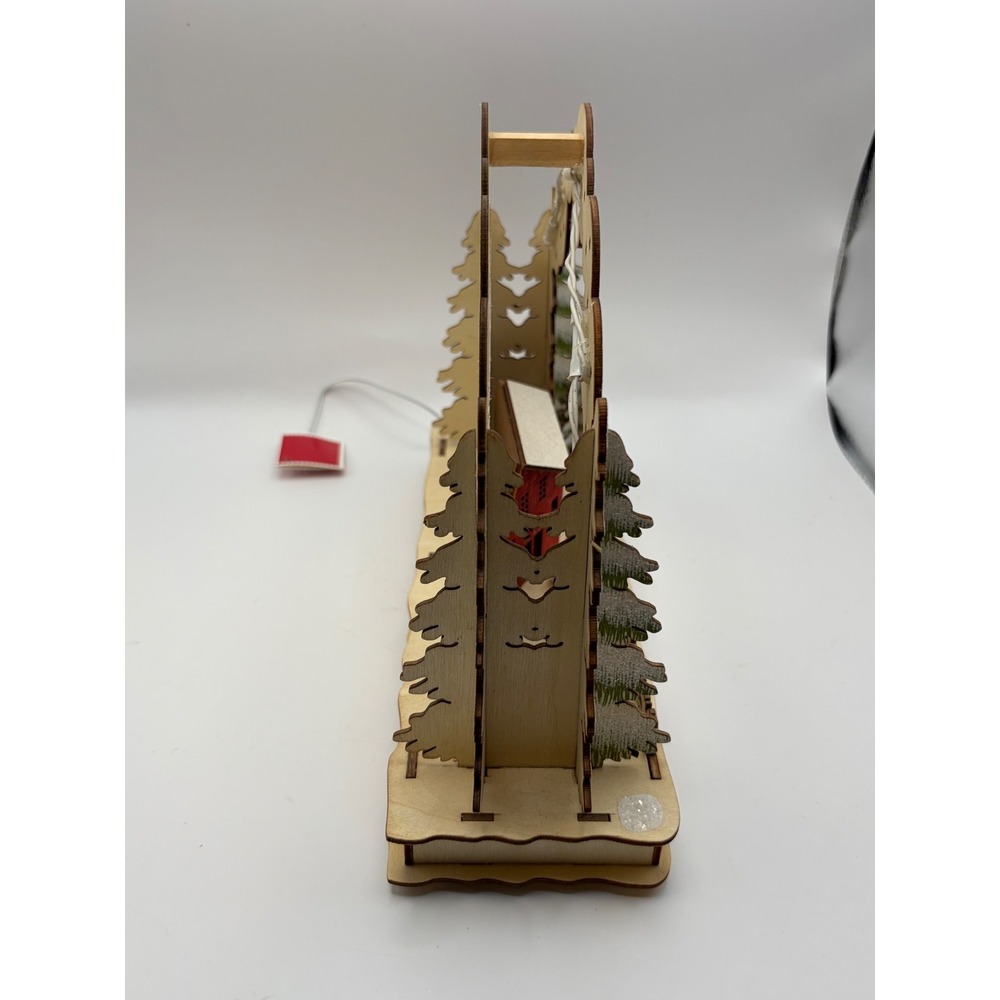 Light Up Wooden Nordic Style Christmas Village Arch Music Box Snowman Deer - Picture 12 of 14